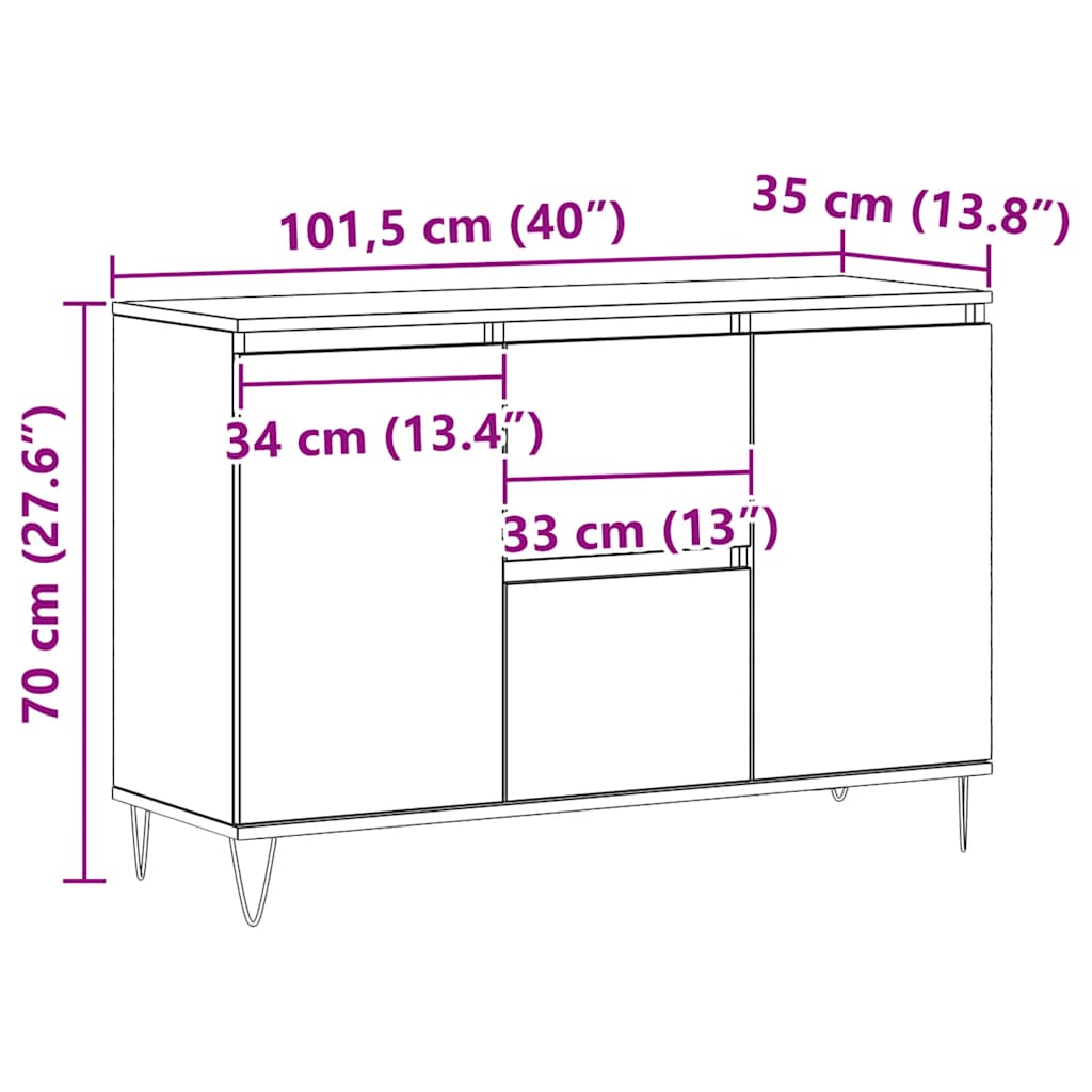 Sideboard Artisan-Eiche 104x35x70 cm Holzwerkstoff